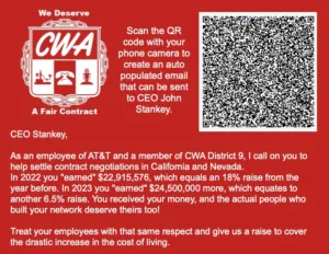 QR code to email AT&T CEO John Stankey